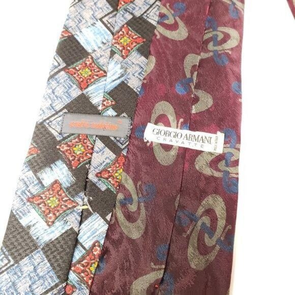 Andre Valentino & Giorgio Armani Mens Silk Ties set of 2 retro vintage style - Picture 3 of 4